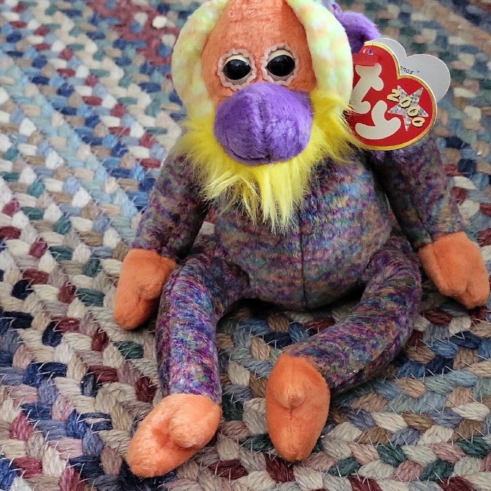 Ty Colorful Plush Monkey with Orange and Yellow